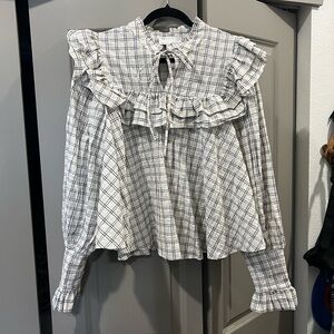 Plaid Ruffle Blouse